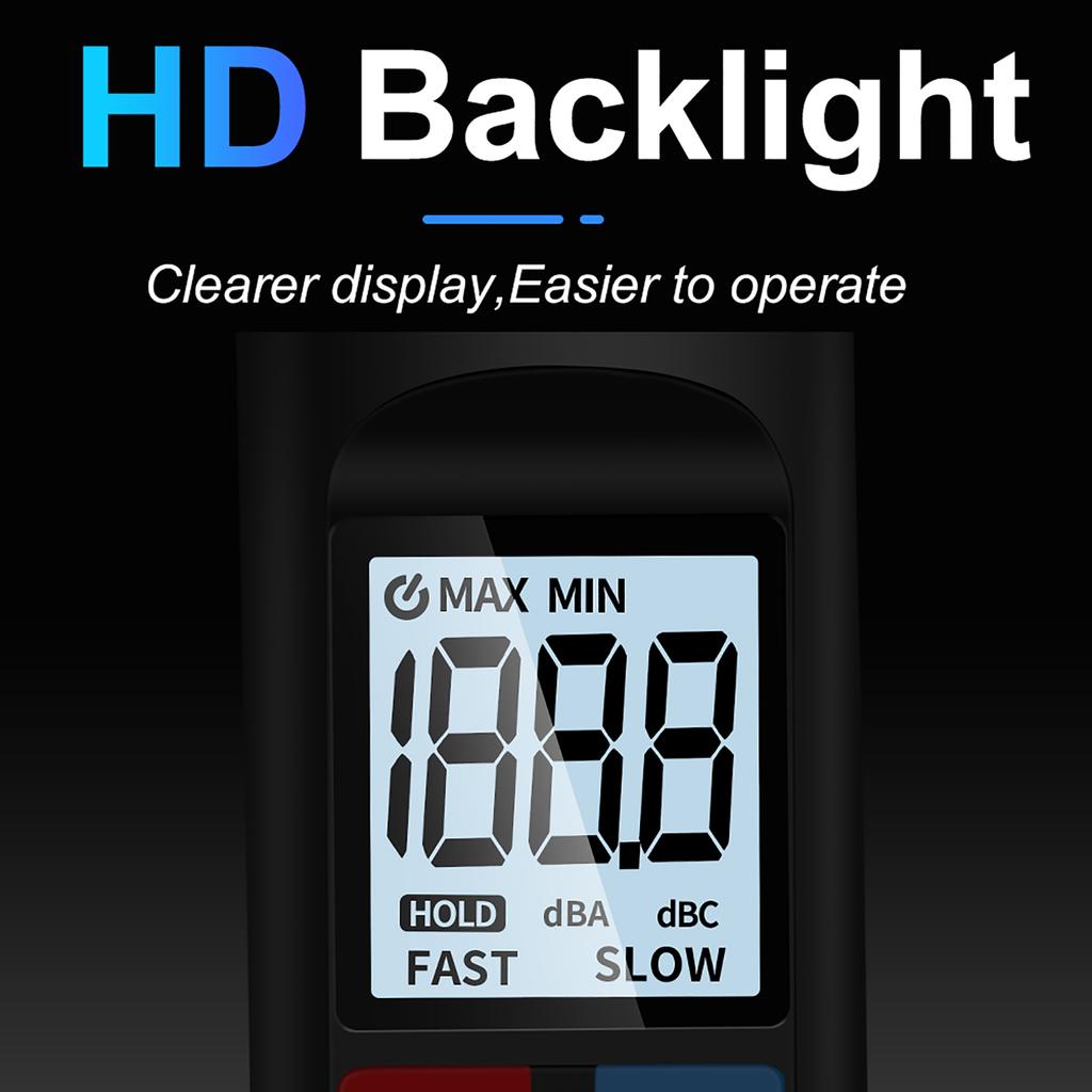 WDigital Sound Level Meter Noise Meter with Backlit Display Noise Decibel Reader 30DB 130DB Range Data Hold Function