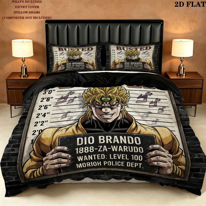 Jojos Bizarre Adventure Set Copripiumino Trapuntato Federe Regalo di Compleanno per la Casa(1 * copripiumino + 2 * federa, senza nucleo)