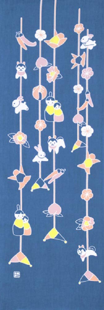 

Dyeing Anbo Hand Towel Hina Navy Authentic Dyed Cotton Made in 35cm x 100cm Tsurushi (Hina Dolls) Blue 100% Tokuoka, Japan,