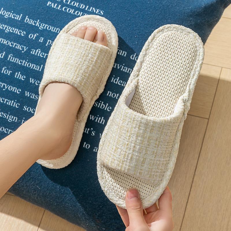 Linen Slippers Women's Spring and Autumn Four Seasons Indoor Household Cotton and Linen Home Non-slip Summer Male Couple