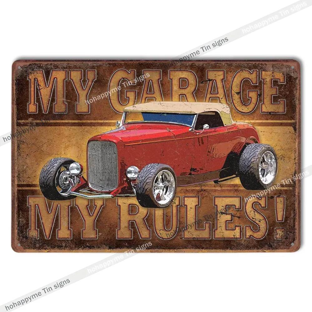Garage Metal Tin Sign Wall Art Plaque Retro Vintage Auto Repair Shop Decor Man Cave Mechanic Tire Service Bar Pub Decoration