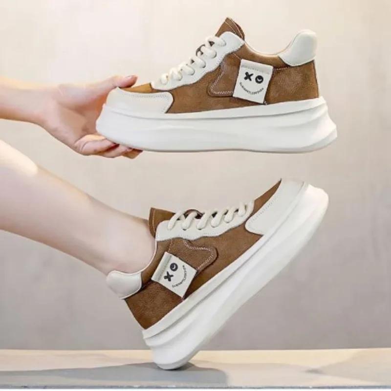 

Мода 6СМ 2024 Замша Коровья Натуральная Кожа Женская Повседневная Обувь Скейтборд Платформа Танкетка Женские Новые Модные Кроссовки Массивная Обувь Весна 40 коричневый