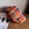 Grid Clashing Color Summer Breathable Cotton Blended Beret Hat Fashion Women