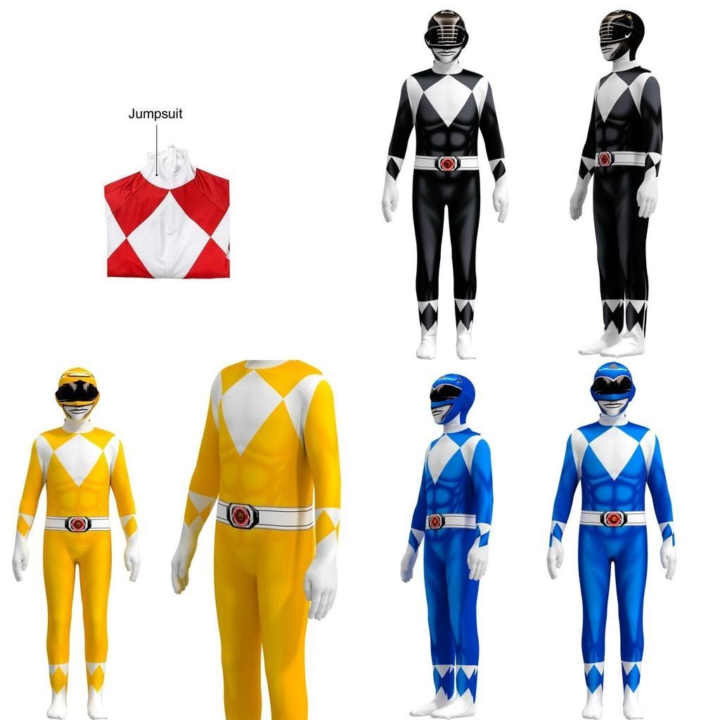 Power Costume Rangers Kids Adult Cosplay Fancy Dress Party Superhero Jumpsuit