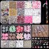 Nail Art Soft Gel Flower Mixed Colorful 3D Soft Carving Ice Crystal Lily Flower Resin Bow Decoration Accessories Set