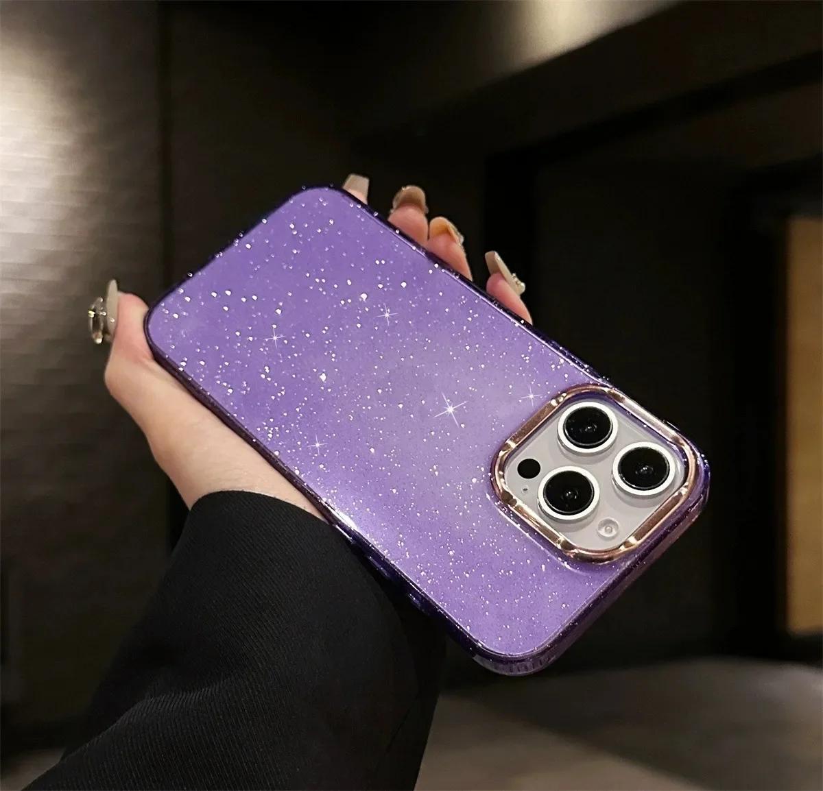 

Роскошный Блестящий Чехол Bing Glitter для iPhone 17Air 16 15 14 13 12 11 Pro Max Plus Прозрачный Ударопрочный Бампер For iPhone 11 Pro Max