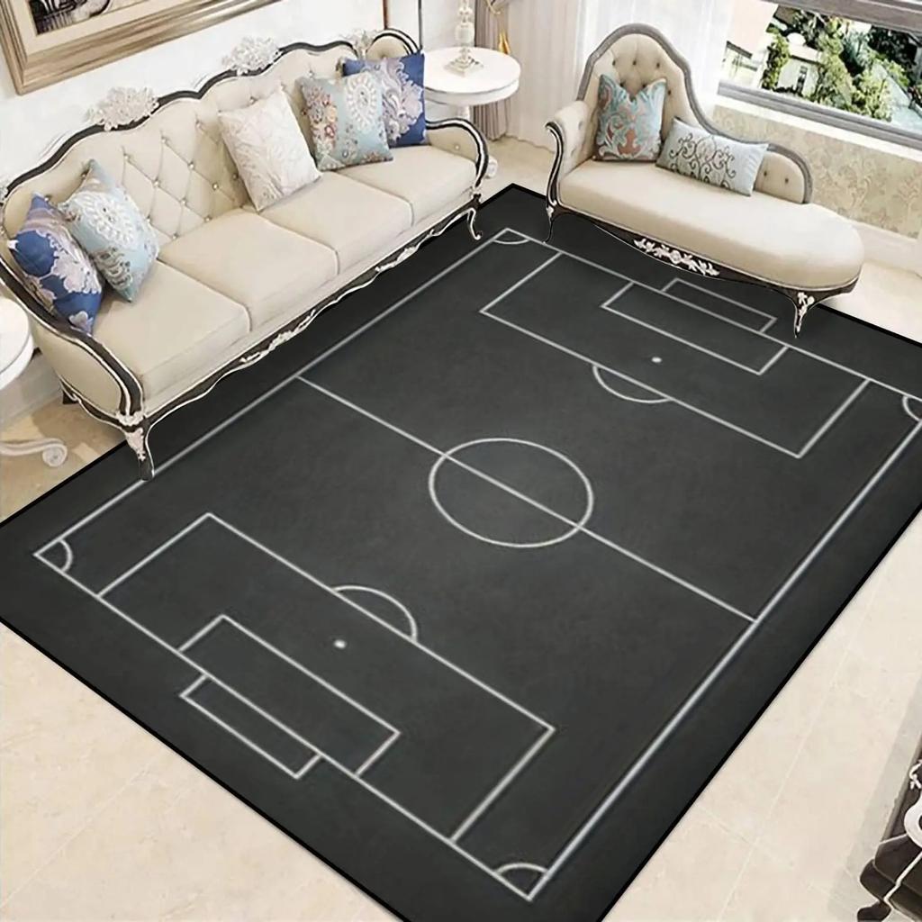 Children's Football Field Area Rug, Creative Football Field Pattern Carpet,Non-Slip Living Room Floor Mat Suitable for Game Room