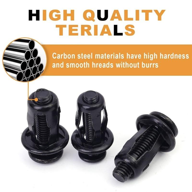 Car License Plate Screws Mounting Kit M4 M5 M6 Universal Auto Fastener Expansion Nuts Carbon Steel Black Bolts for Bumper Frame