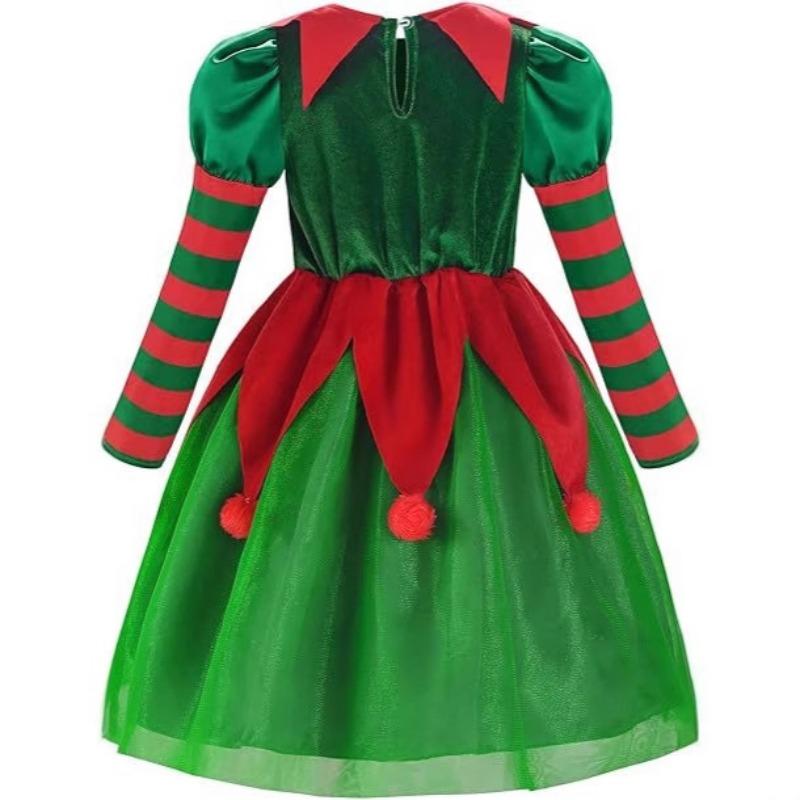 Children's Christmas Clothing Women's Dress Set Men's and Women's Adult Green Elf Performance Costume