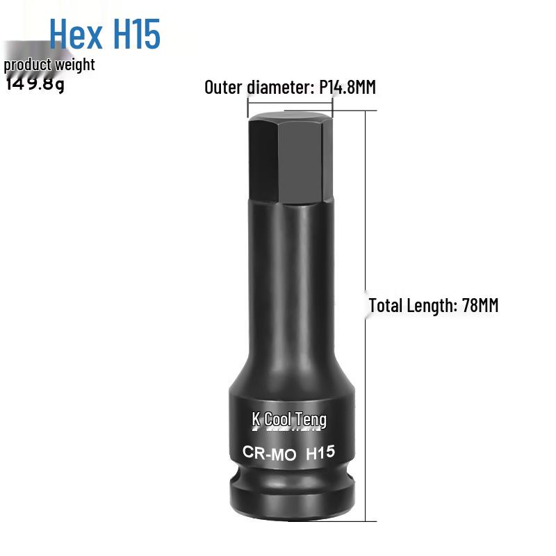 1/2 Large Air Gun Hex Screwdriver Socket Set - One-Piece Extended Pneumatic Bit Wrench