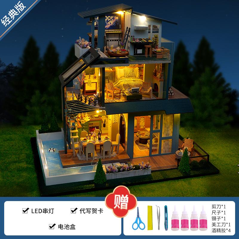 Handmade Villa Assembly Model, Architectural Creative Toy for Adults, Birthday Gift for DIY Model Builders