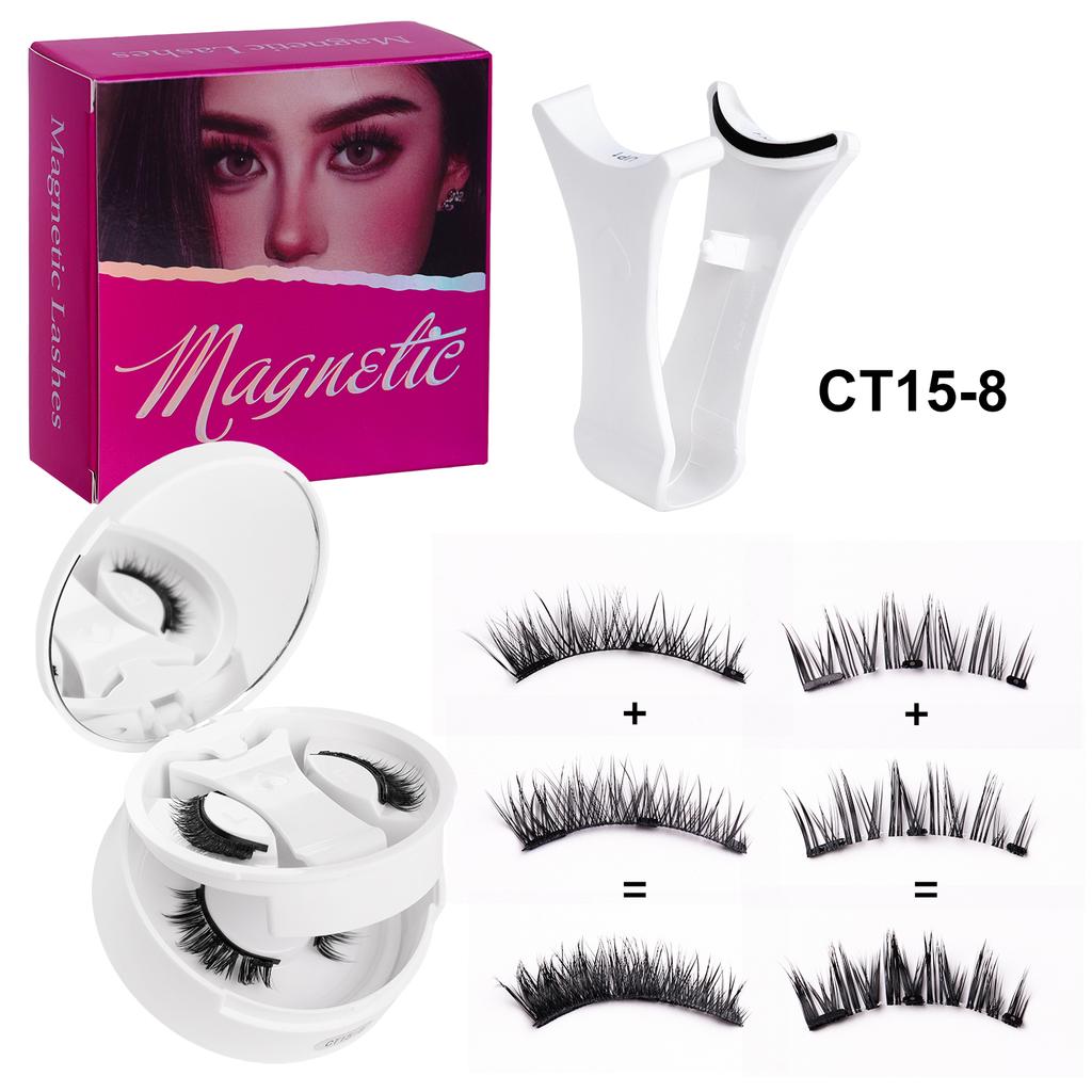 2-Pair Reusable Magnetic Eyelash Set, Easy-to-Use Eyelash Extension Tool, Natural Curler, False Eyelashes with Magnetic Tweezers