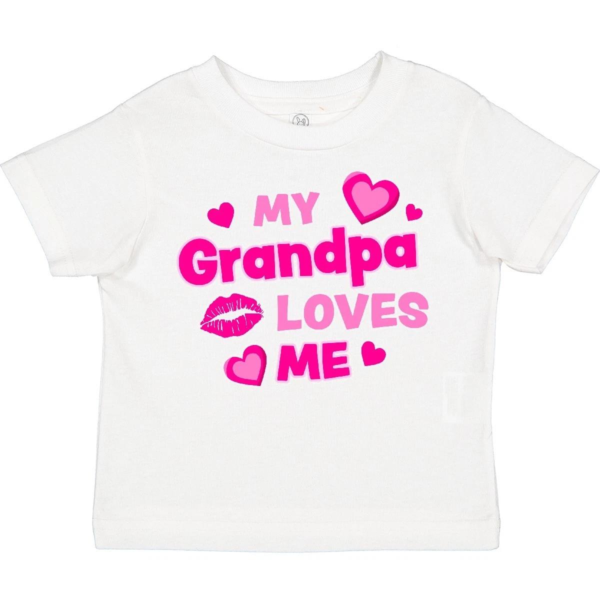 Inktastic My Grandpa Loves Me With Hearts And Kiss Toddler T-Shirt Valentines 130