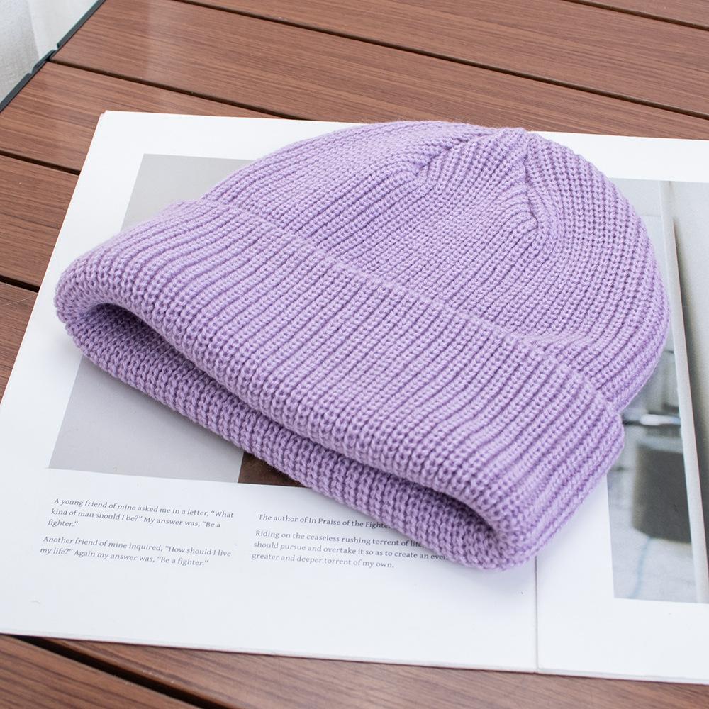 High quality solid color light board wool hat autumn and winter warm knitted hat men's and women's versatile ear protection hat windproof cold hat