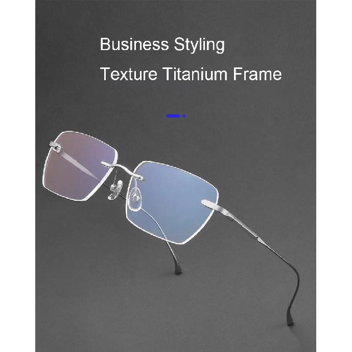 Men Pure Titanium Eyeglasses Frame Women Ultralight Rimless Glasses Blue Light Blocking Lens Prescription Myopia Reading Eyewear