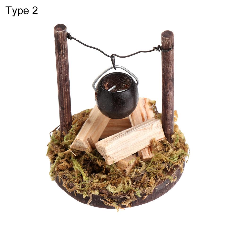 1:12 Scale Micro Landscape  Accessories Fairy Garden Decor Villa Scene Model Dollhouse Bonfire Miniatures Campfire