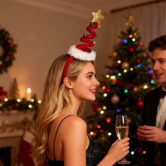 Weihnachts-Stirnband Spiraldesign Glitzer Stern Deko Sicherer Halt Haarreif Feiertags-Stirnband Weihnachtsfeier-Accessoire