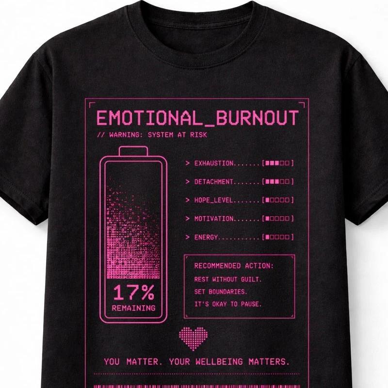 Emotional Burnout Cyber Y2K Unisextal Health Battery Glitch Unisex TShirt S
