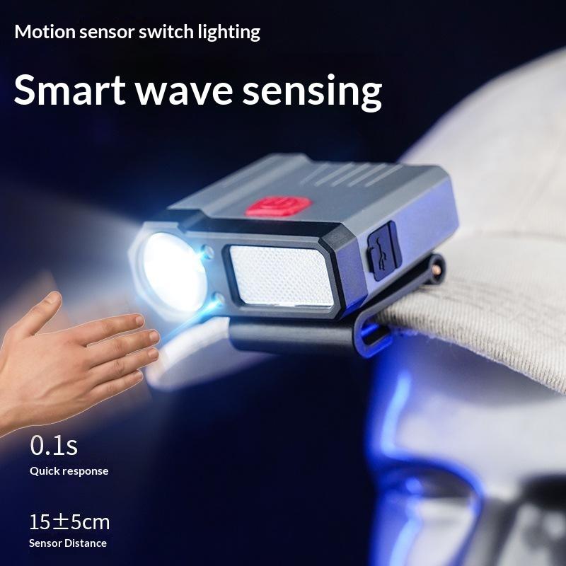COB LED Clip Headlamp Waterproof Intelligent Induction 1 PCS High Brightness for Fishing Camping Night Running