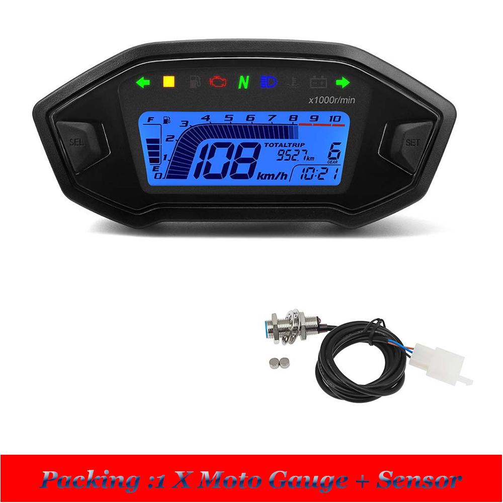 LED Digital Meter Motorcycle Speedometer Adjust Backlight ODO TRIP KMH MPH for 2-4 Cylinders Engines Motor instruments For Honda