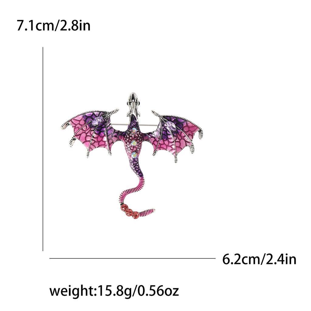 Enamel Dragon Brooches for Women Unisex Rhinestone Necklace Flying Dragon Pins Banquet Party Backpack Gifts Jewelry Accessories