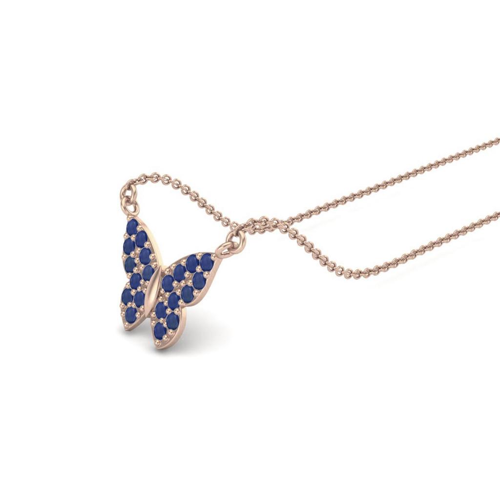 Blue Sapphire Butterfly Dainty Necklace- Sterling Silver
