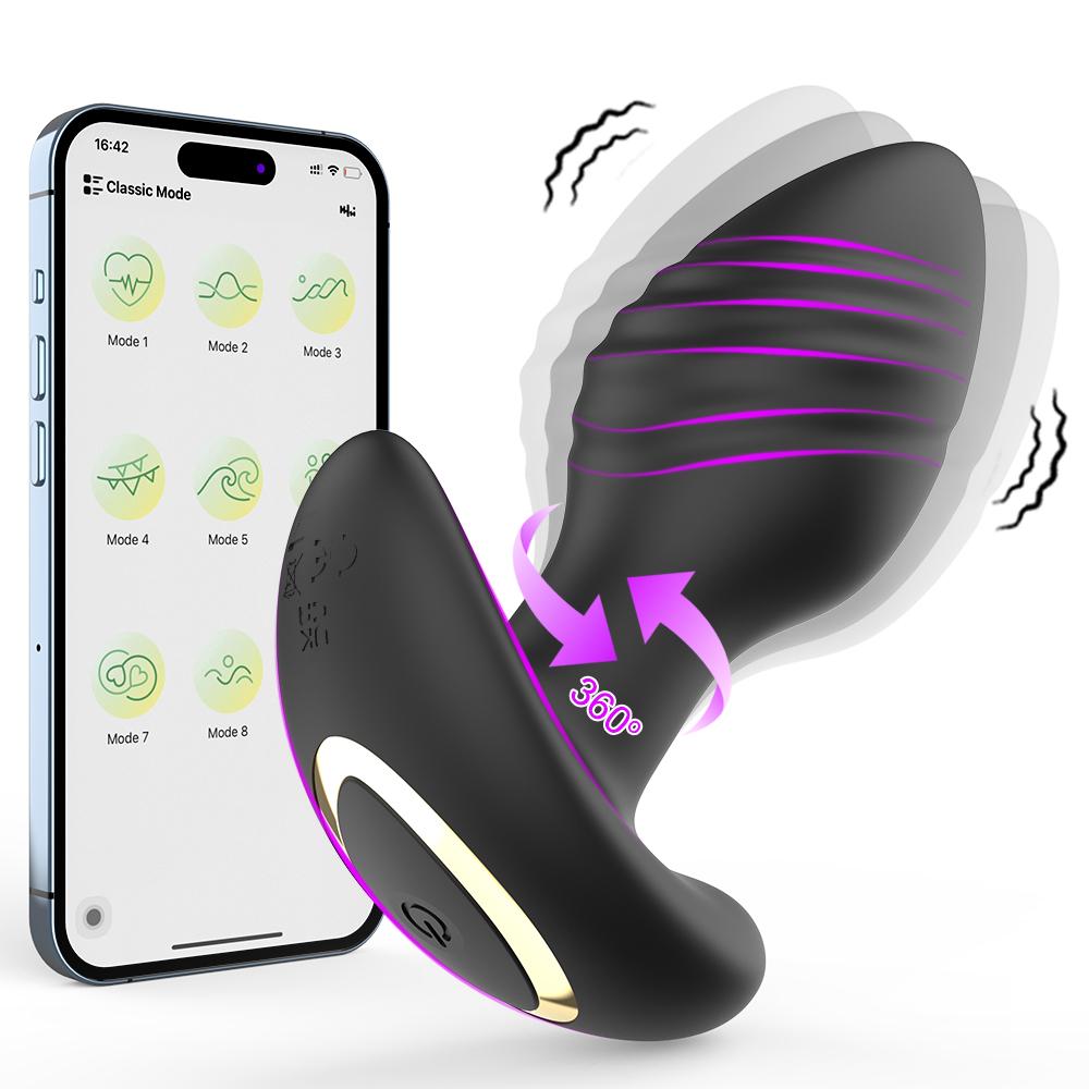 Vibrating Butt Plug Anal Toy Male Prostate Massager 9 Vibration Rotation App Controlled Anal Plug Adult Sex Toys for Men Women
