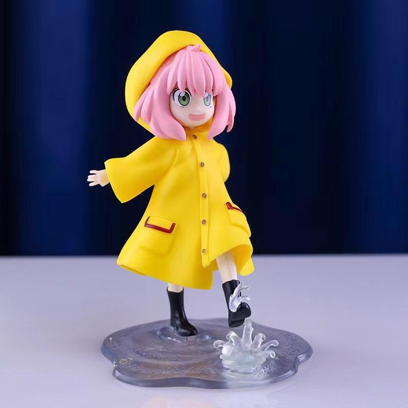 12cm Anime Anya Forger Figure Raincoat Model Toy Gift Collection Doll