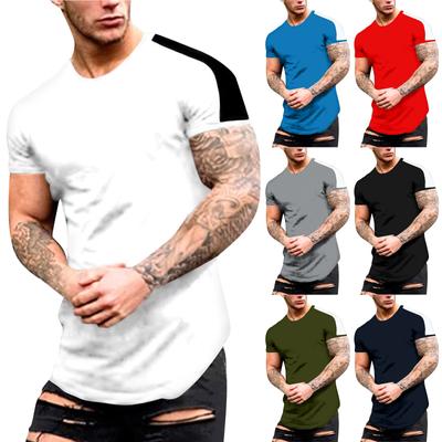 Summer Men's Round Neck Color Matching Short Sleeved Loose Casual T-shirt