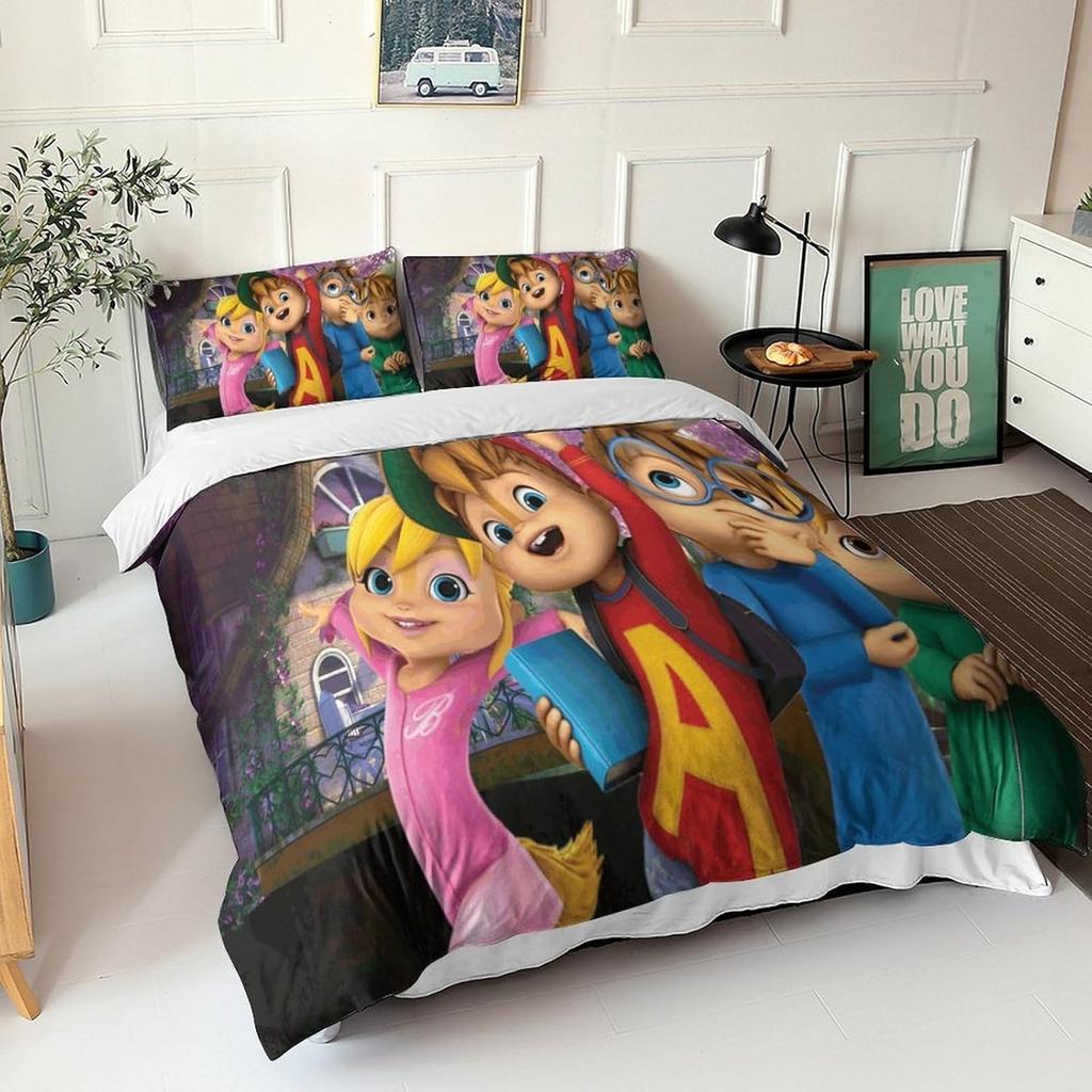 3D Print Alvin and the Chipmunks Bedding Set Twin Queen King Full Size Duvet Cover Pillowcase Bed boys girls Adult Home Textiles