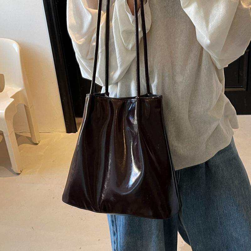 Nuevo Bolso Tote de Moda para Mujer de Gran Capacidad, Bolso Balde Elegante de Color Sólido, Bolso Suave para Desplazamientos, Bolsos de Hombro de PU a la Moda para Señoras
