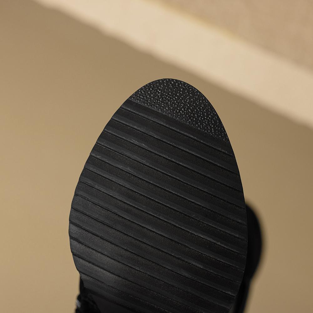 Red Black Women Knee High Boots High Square Heel Big Size 47