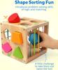 Coogam Wooden Montessori Children's Toy, Shapes Classification Cube Weight Blow Mole Fine Motorised Game for 1 2 3 18 Months Babies  Baby Gift