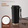 530ml 316 Stainless Steel Thermos Coffee Cup Ceramic Liner Vacuum Insulated Cup with Straw Cold and Hot Tumbler Travel Car Mug