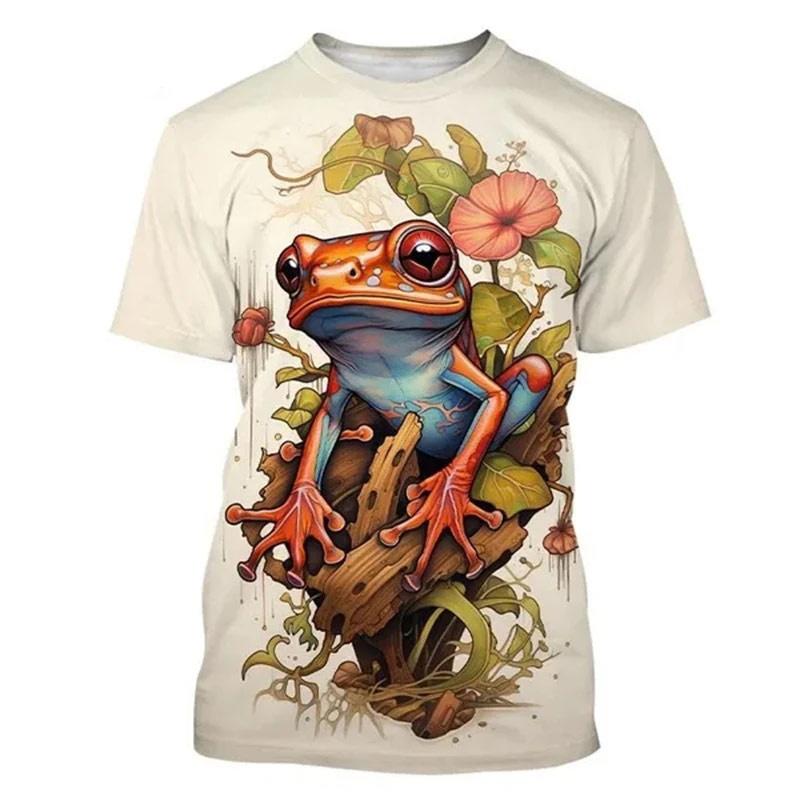 Cartoon Tree Frog Graphic T-Shirt For Men Funny Animal 3D Printed T Shirts Summer Fashion Casual Round Neck Tees Short Sleeves