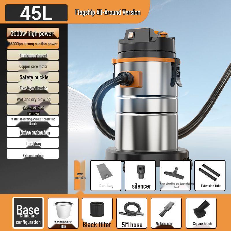 High Suction Vacuum Cleaner for Wet/Dry Use - Ideal for Initial and Grout Cleaning, Car Washing, and Industrial Needs