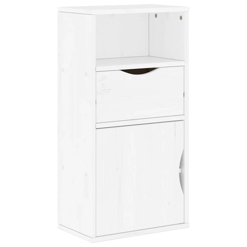 Seitenschrank mit Schublade ODDA Weiß Massivholz Kiefer