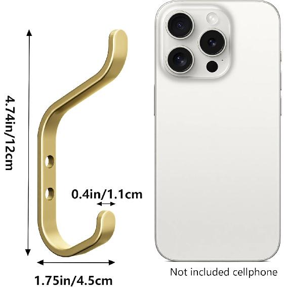 Wall Hook for Hanging Coats - Stainless Coat Hook 5 Pack Wall Mount for Backpack, Bag, Keys and Towel, Double Hook In Closet, Entryway, Door,