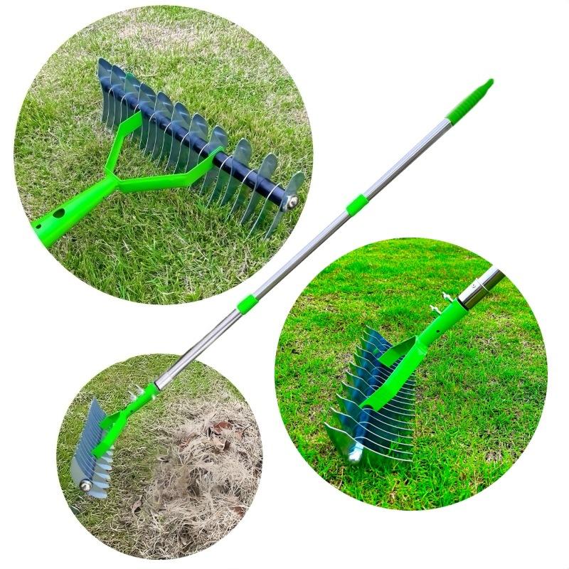 Manual Garden Lawn Thatch Rake, Durable Metal Tines Dead Grass Remover, Soil Loosener Cultivator Soil Rake For Yard Gardening Care