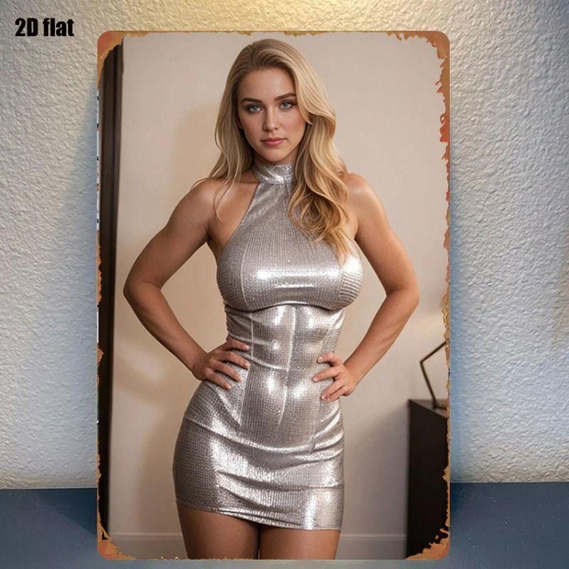 Retro Metal Tin Sign Sexy Woman Wall Art Home Decor 8x12 Inch 20x30 cm
