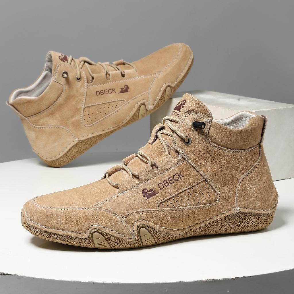 High-Top with Velvet Men's Warm Shoes Men's Casual Shoes Cotton Shoes Top Layer Leather Men