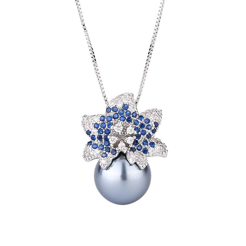 Versatile Fashion Pearl Set Grey Pearl Necklace S925 Silver Needle Earrings