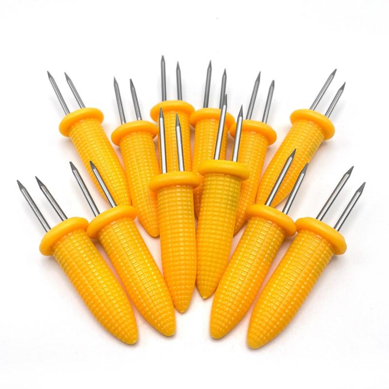 Edelstahl Maisgabel 12/8 Stück Mit Box Anti-Verbrühungs-Grill Maishalter Camping Obst BBQ Picknick Kochwerkzeuge Outdoor