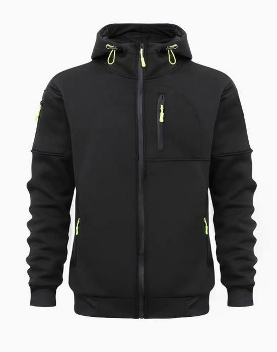 European Men's Bestseller Hoodie Jacket - Casual Sports Style with Zippered Arm and Multi-Pocket Design