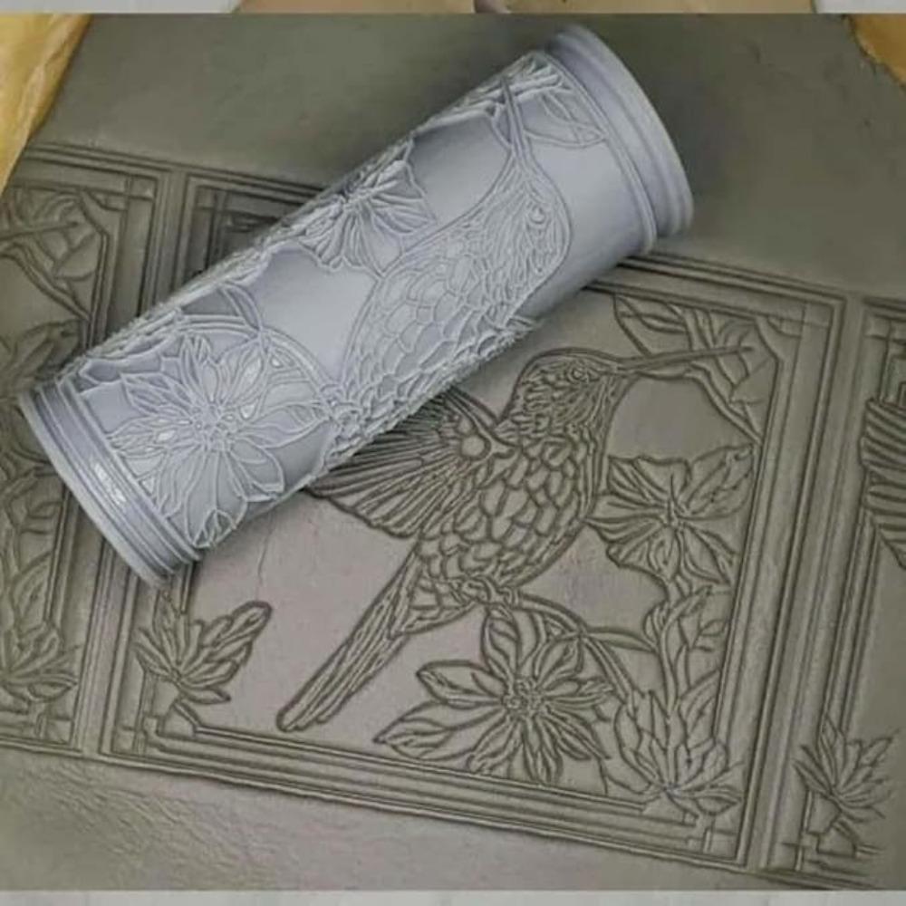 Handmade Clay Tile Roller DIY Bird Pattern Rolling Pins Rollers Pottery Clay