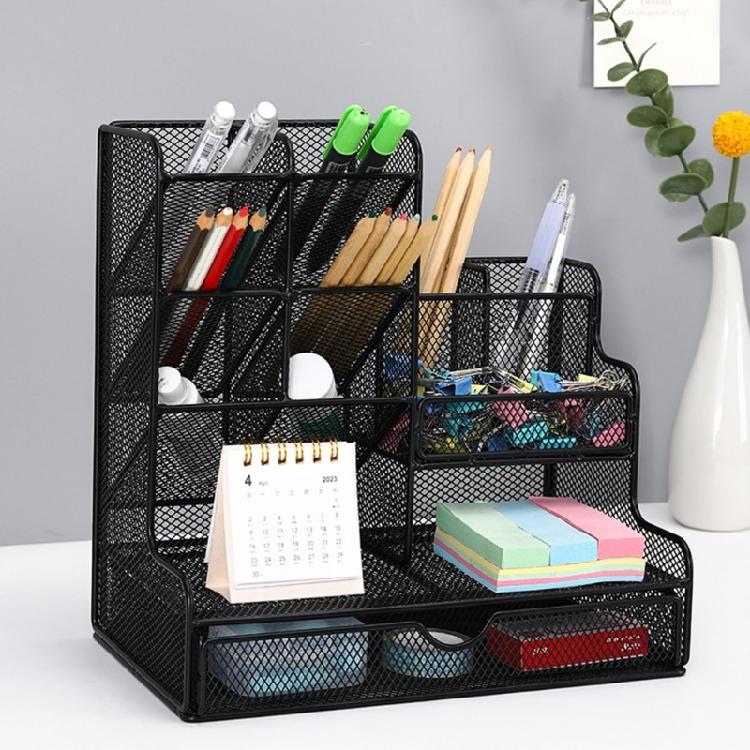 Großer Stiftebecher mit Schublade Multifunktionaler Stiftehalter Büro Schreibtisch Stifteorganizer für Stifte Bleistifte Marker