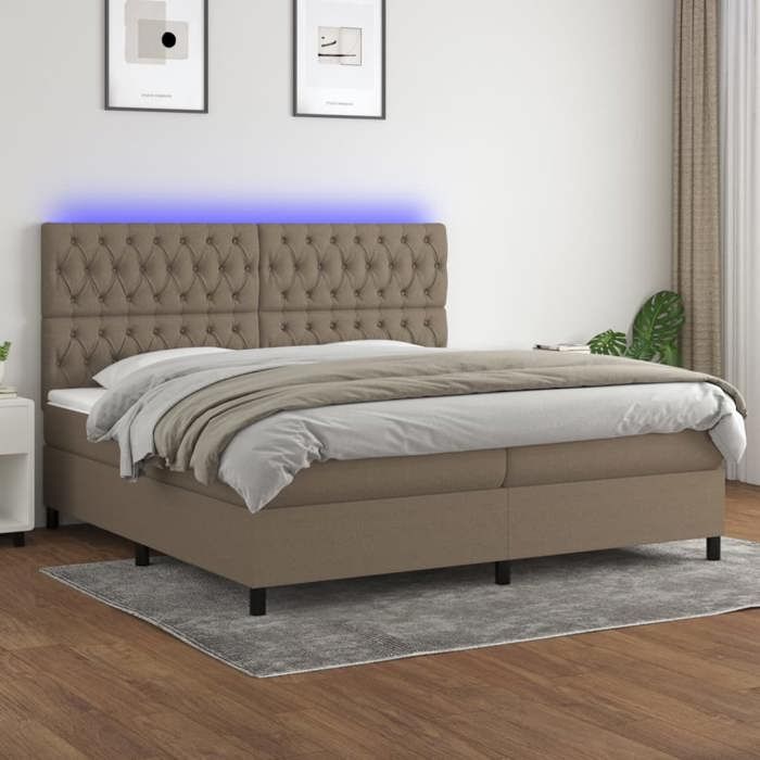 VidaXL Sommier à Lattes de Lit avec Matelas et LED, Lit Rembourré, Lit Double, Lit Adulte de Chambre à Coucher Intérieur, 3135145