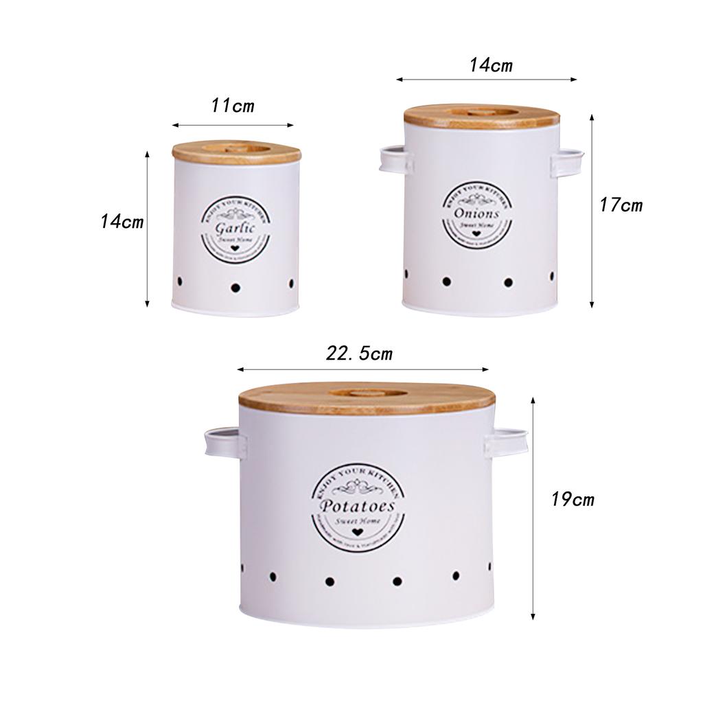 1/3 Pcs Garlic Potato Onion Keeper Fruit Pot/Storage Box Kitchen Storage Canisters Set Food Container Jars Buckets with Lid