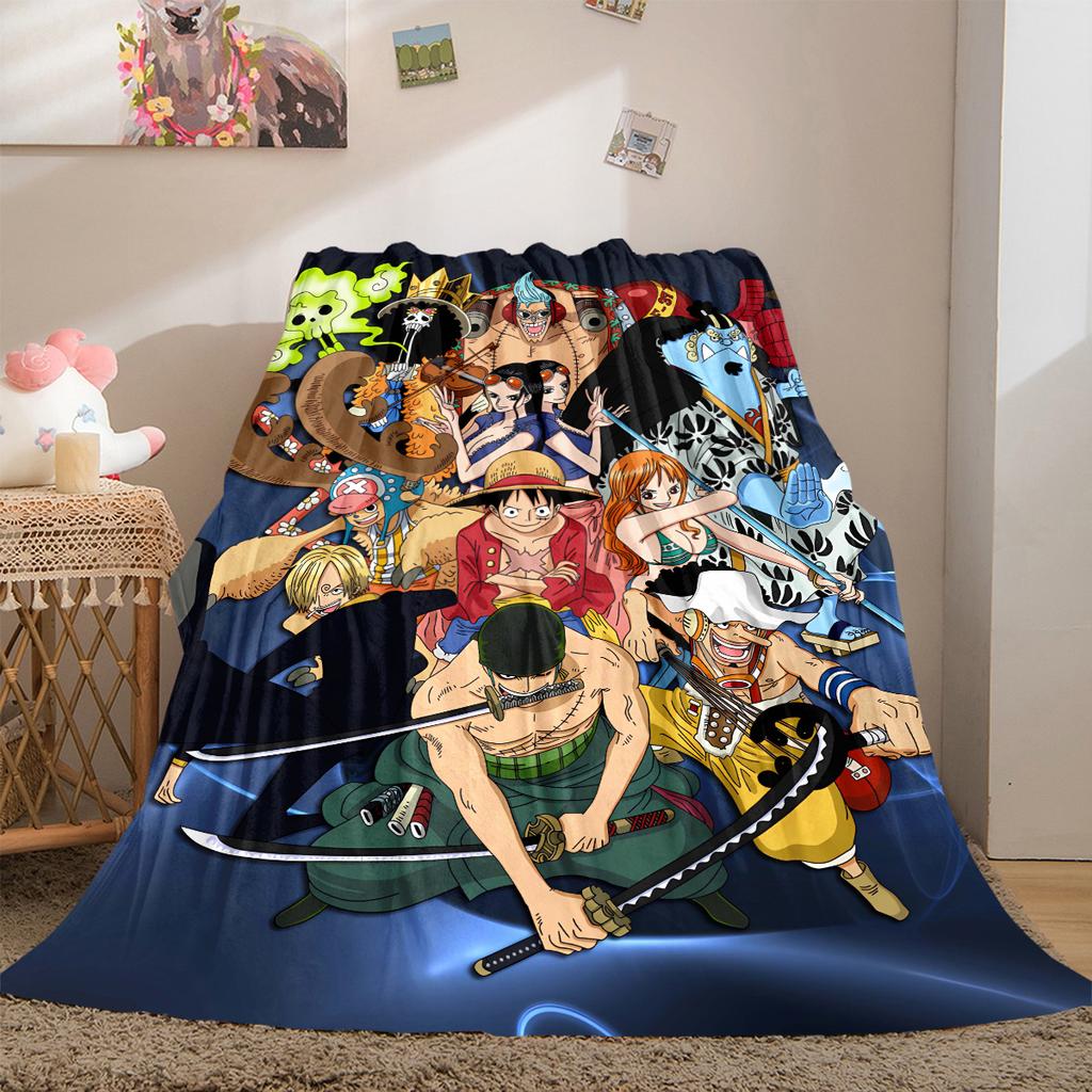Nami Luffy Zoro Sanji Flannel Lightweight Blanket Home Decor Sofa Bed Travel Cover Family Gift LXR165