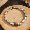 Vintage Tiger Eye Stone Bracelet For Men Irregular Shaped Silver Color Gallstones Beaded Bracelet Cool Elastic Wristband Gift